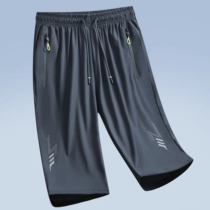Herren Caprihose Sporthose Jogginghose Dunkelgrau mit Reißverschlusstaschen