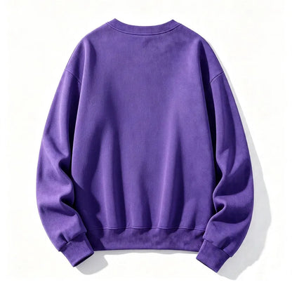 Damen Sweatshirt Lila Oversize Rundhals Langarm Basic-Pullover
