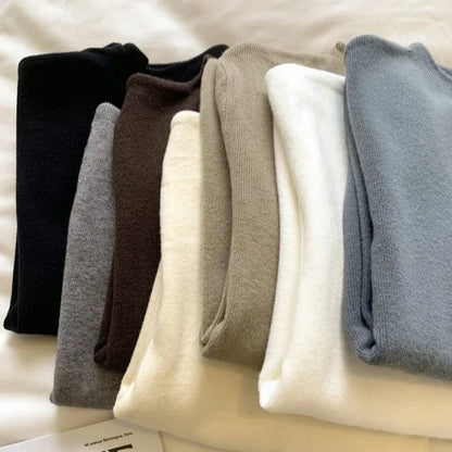 Damen Strickpullover Halbkragen Langarm Basic Oberteil