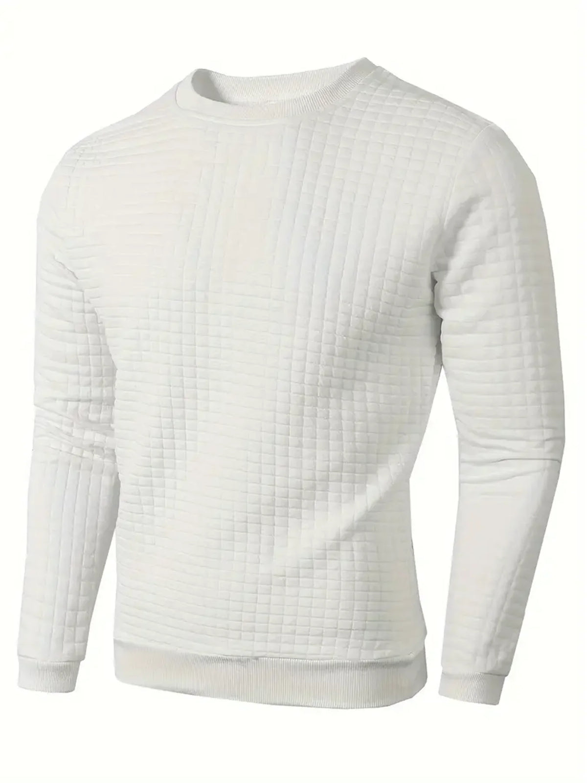 Herren Sweatshirt mit Rundhalsausschnitt, langärmlig, Waffelstruktur