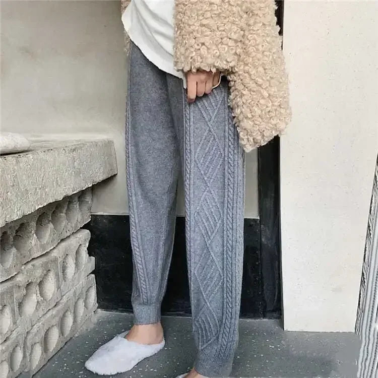 Strickhose Damen Kabelmuster Gemütliche Freizeithose