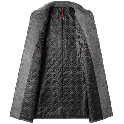 Herren Veganer Wollmantel im Koreanischen Stil – Klassische Trenchcoat-Optik für Alltag und Business