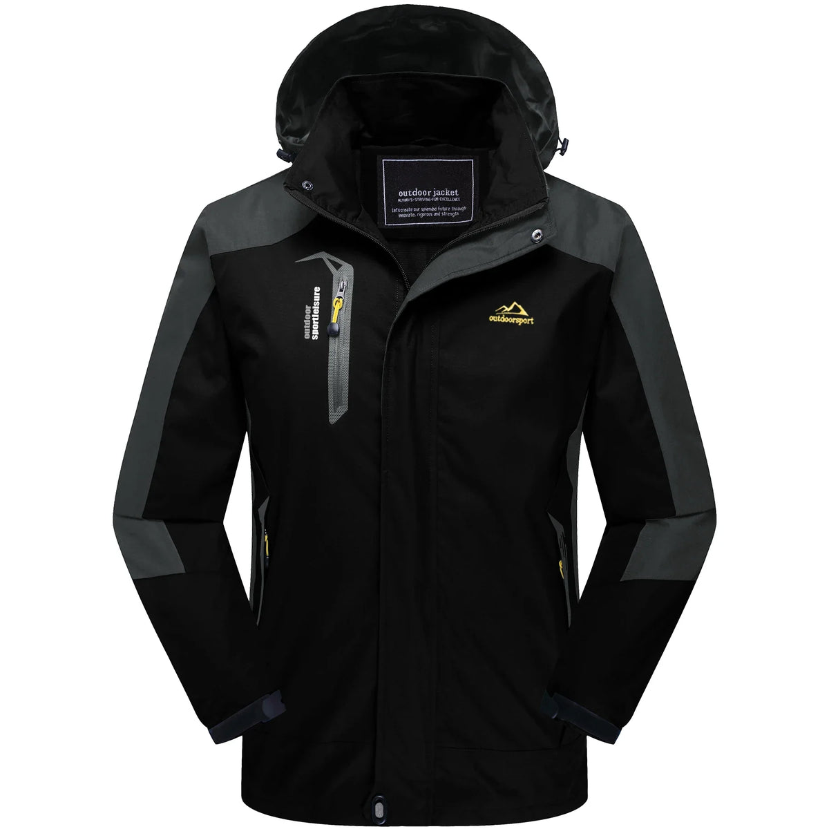 Outdoor Jacke Herren Wasserdicht Atmungsaktiv mit Kapuze und Reißverschlusstaschen