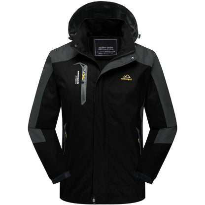 Outdoor Jacke Herren Wasserdicht Atmungsaktiv mit Kapuze und Reißverschlusstaschen