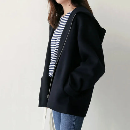 Damen Kurzjacke mit Kapuze Lockerer Schnitt