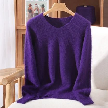 Damen Pullover V-Ausschnitt Langarm Weiches Material