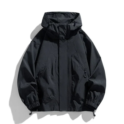 Unisex Kapuzenjacke mit Reißverschlüssen und Kordelzug, Casual Übergangsjacke