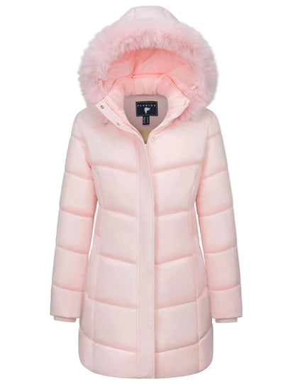 TACVASEN Womens Winter Thicken Parka Coat Warm Jacket Down Puffer Outwear with Faux Fur Removable Hood Waterproof Windproof Coat