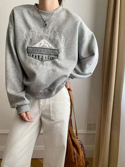 Unisex Langarm Sweatshirt mit Rundhalsausschnitt und Grafikprint