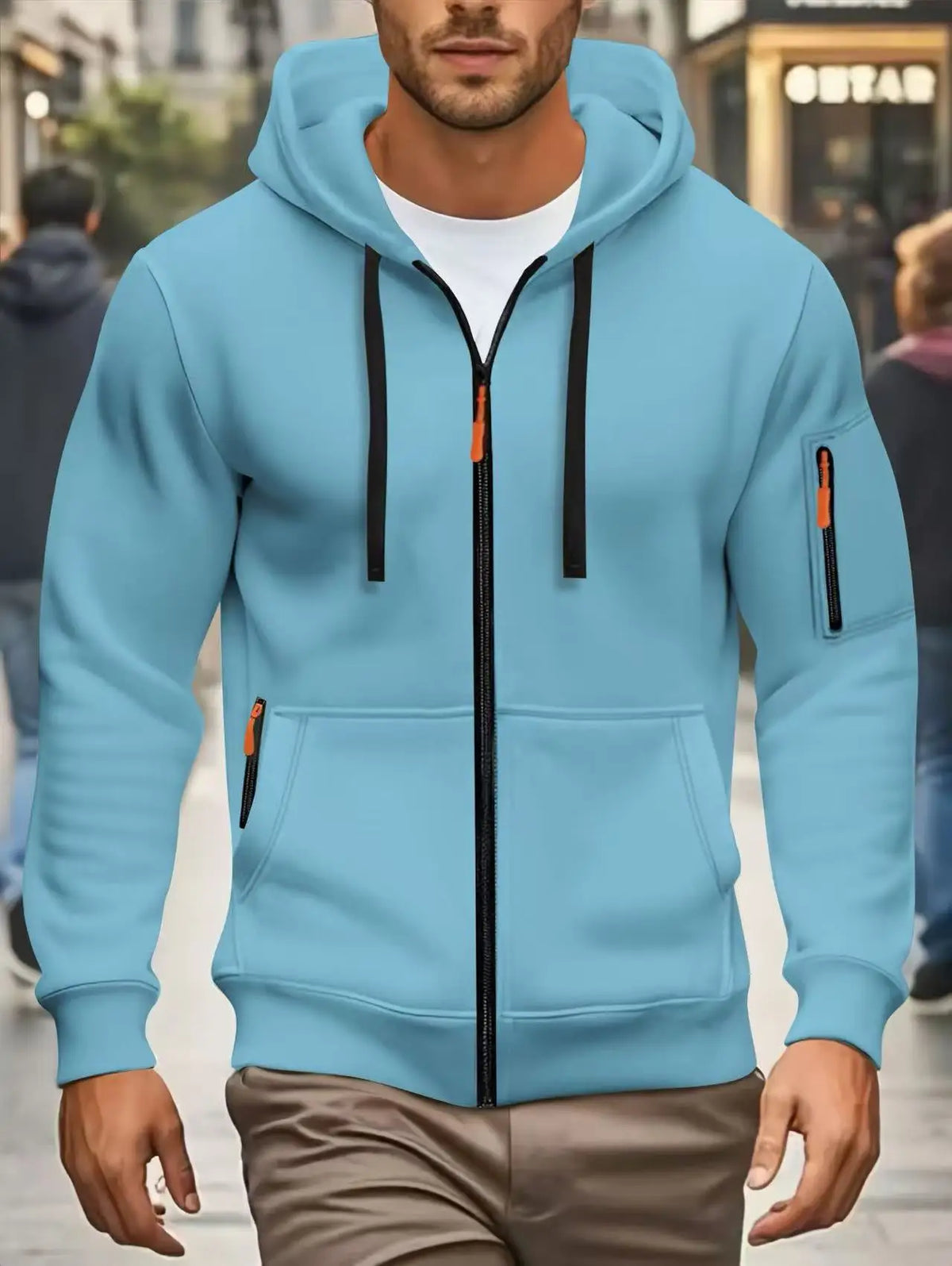 Herren Kapuzenjacke mit Reißverschluss und Kontrastdetails