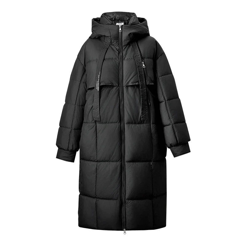 Damen Langer Steppmantel mit Kapuze Winter Warm Gefütterter Parka