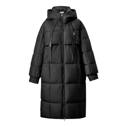 Damen Langer Steppmantel mit Kapuze Winter Warm Gefütterter Parka