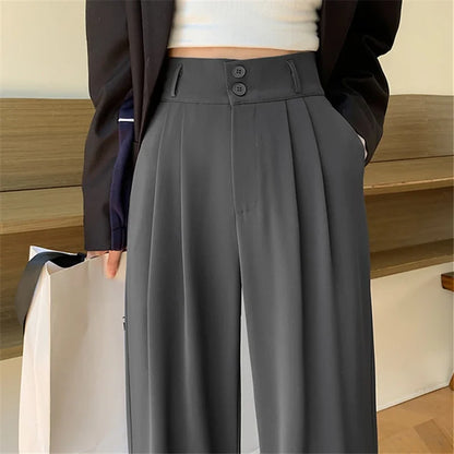 Damen Weite Hosen mit hohem Bund und Faltenbeinen
