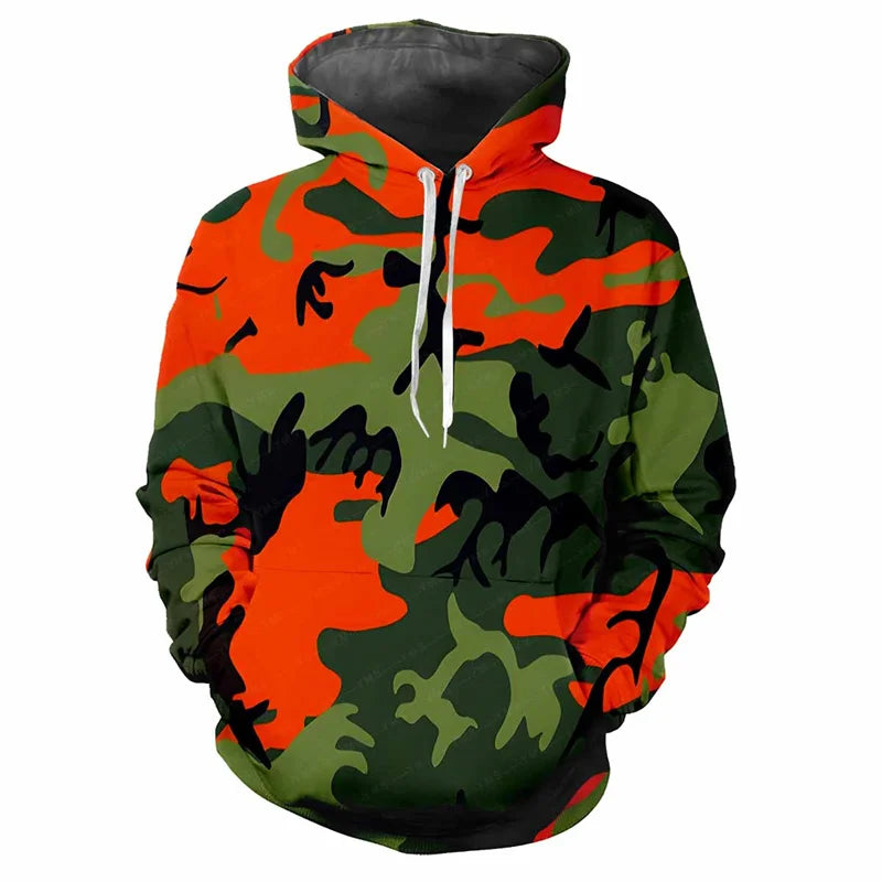 Hoodie Camouflage-Muster Grün Kängurutasche Kapuzenpullover
