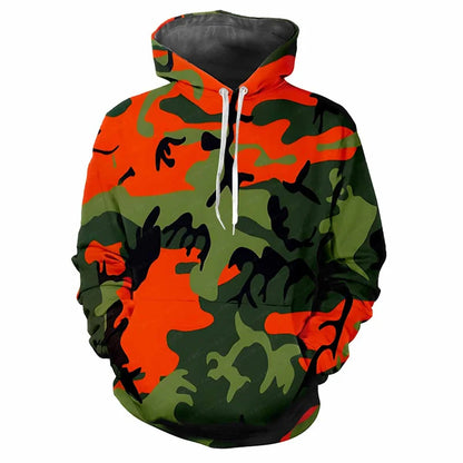 Hoodie Camouflage-Muster Grün Kängurutasche Kapuzenpullover