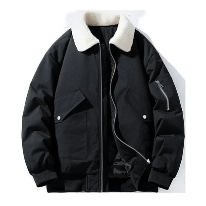 Herren Winterjacke mit Lammfellkragen – Modischer, warmer Freizeitmantel für kalte Tage