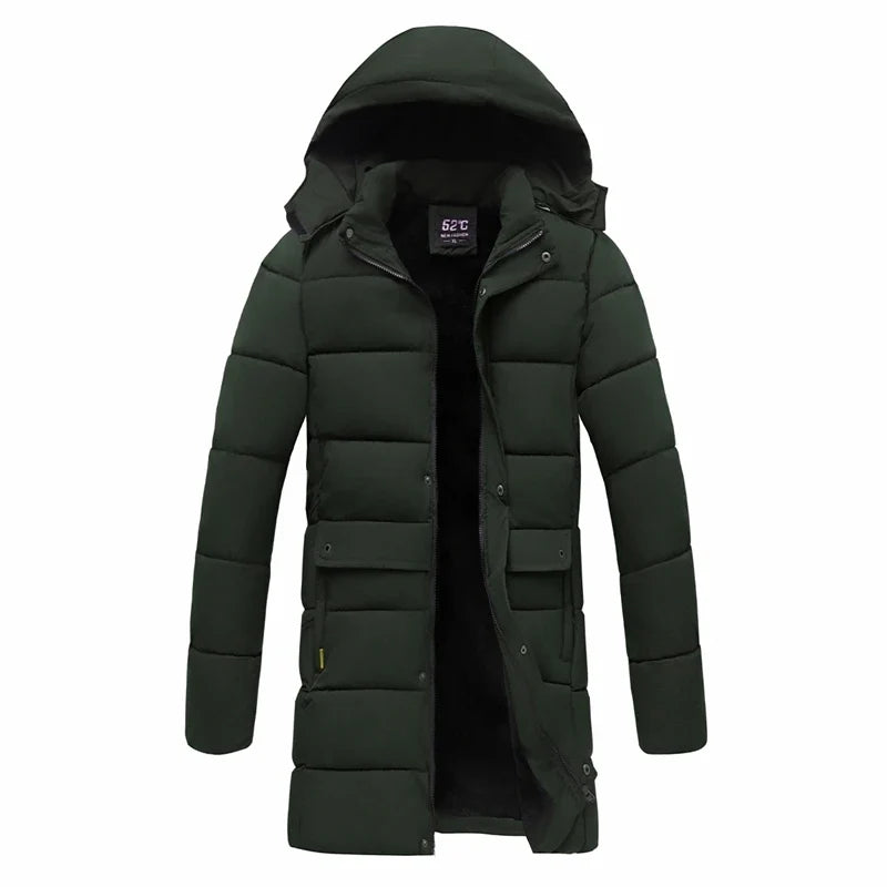 Langer Herren Winterparka mit Kapuze - Gepolsterte Winterjacke