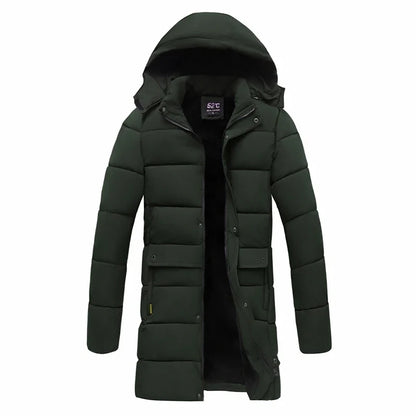 Langer Herren Winterparka mit Kapuze - Gepolsterte Winterjacke