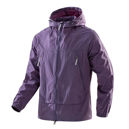 Leichte Kapuzenjacke Unisex Windjacke mit Reißverschlusstaschen Grün