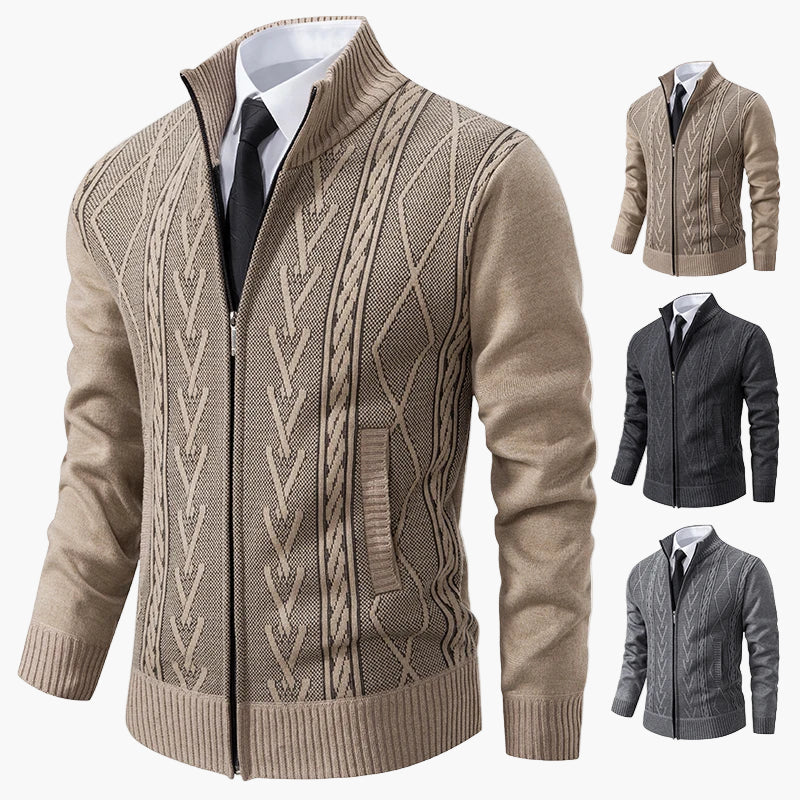 Herren Strickjacke im Business-Stil mit Reißverschluss – Elegante Freizeit- und Büromode