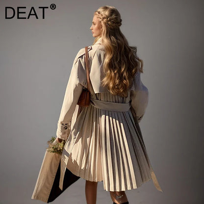 Damen Trenchcoat mit Faltenrock-Detail, beige