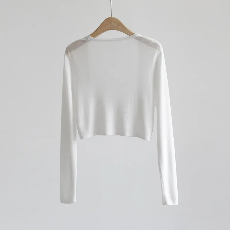 Kurze Damen Bolero Strickjacke Langarm Cardigan Crop Top