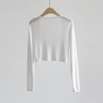 Kurze Damen Bolero Strickjacke Langarm Cardigan Crop Top