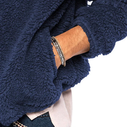 Herren Hoodie Teddyfleece Jacke mit Reißverschluss Kapuze