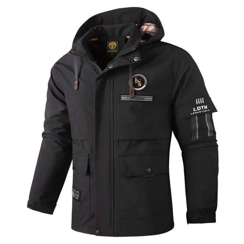 Herren Jacke mit Kapuze & Mehreren Taschen - Casual Windjacke