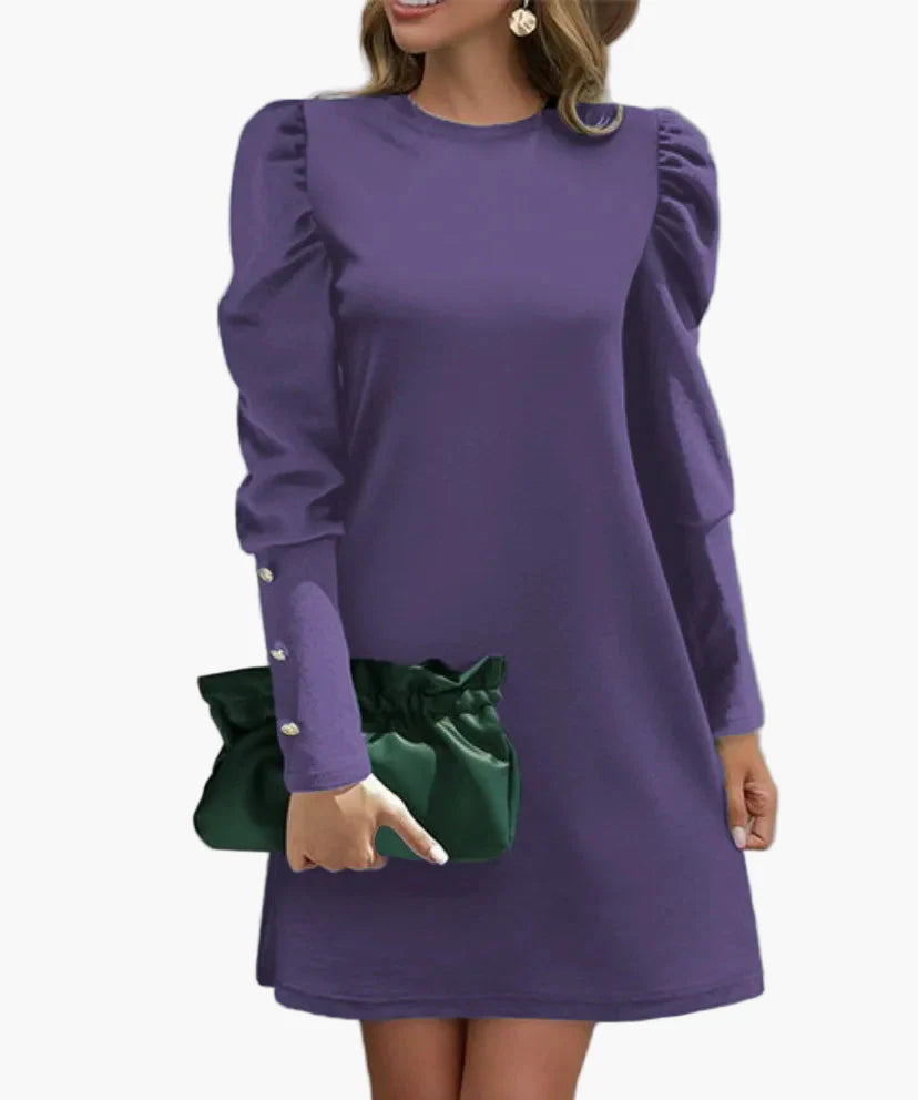 Damen Elegantes Minikleid mit Puffärmeln – Perfekt für Büro und festliche Anlässe