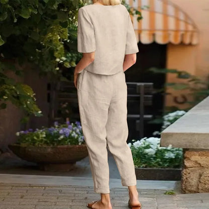 Damen Sommer Zweiteiler Set – Modisches Freizeit Outfit mit Lockerem Oberteil und Hose