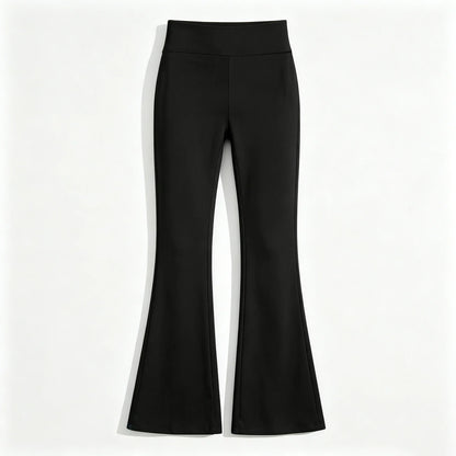 Damen Schlaghose Schwarz mit Hohem Bund – Ausgestellte Hose
