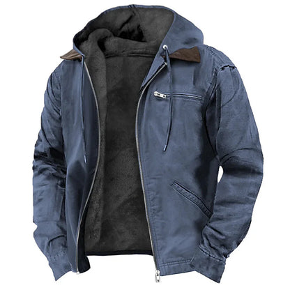 Herren Winterjacke mit Kapuze, Teddyfutter & Reißverschluss