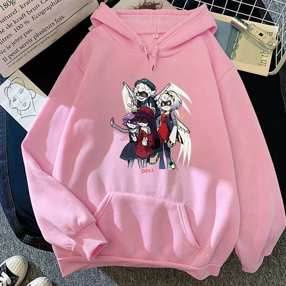 Hoodie mit Kapuze & Kängurutasche – Cartoon-Charakter-Print
