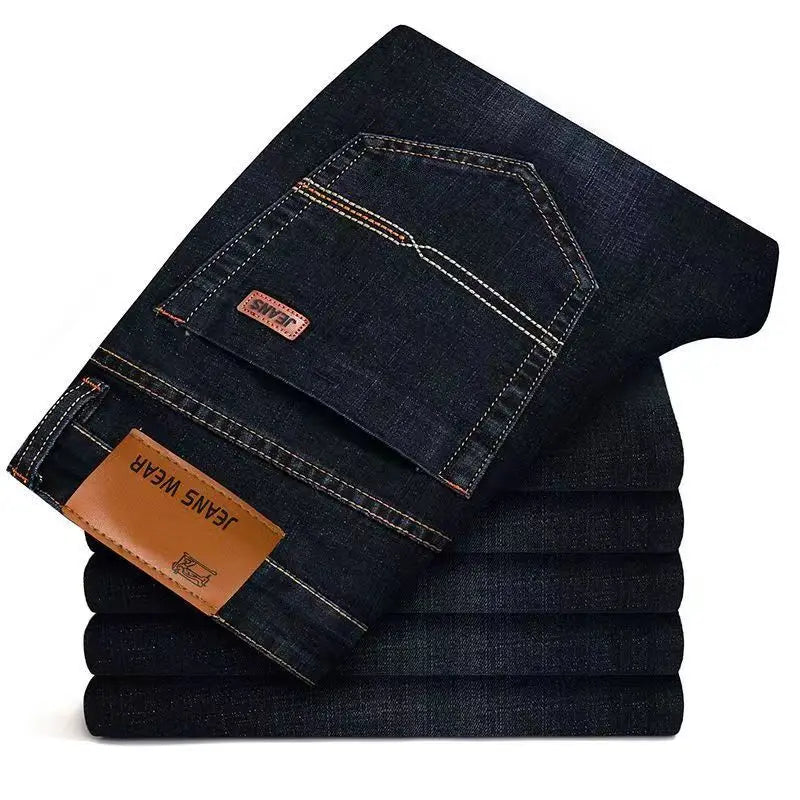 Herren Jeans Hose Straight Fit Dunkelblau Blau Schwarz mit 5 Taschen