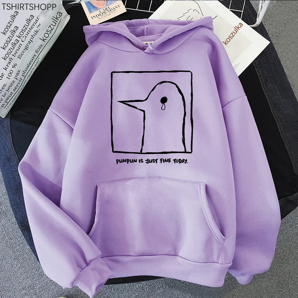 Hoodie mit Pinguin-Print, Beige