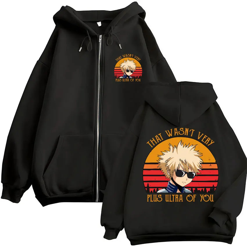 Unisex Reißverschluss Hoodie mit Kordelzug und Motivdruck – Verschiedene Designs