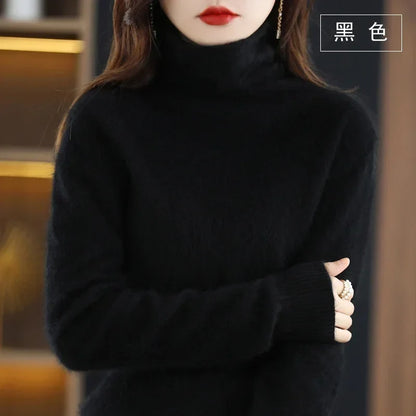 Damen Rollkragenpullover mit langen Ärmeln, weiches Material