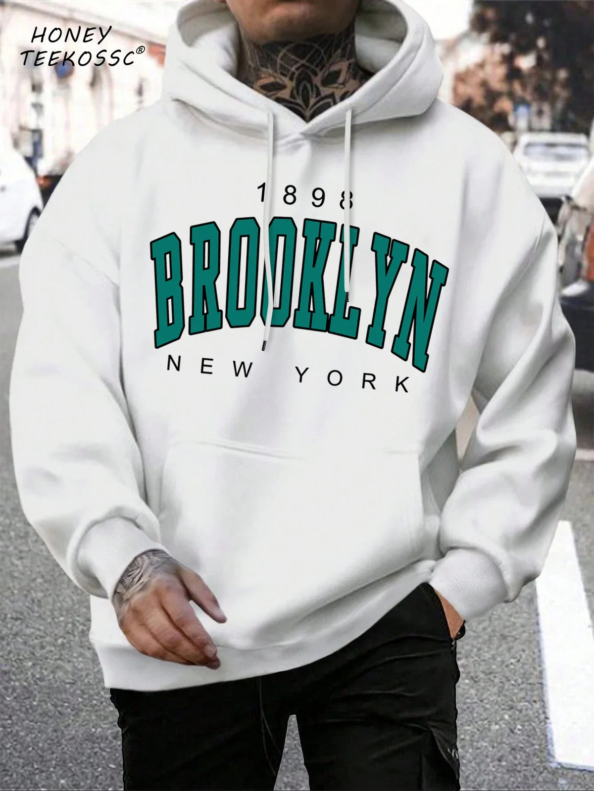Herren Hoodie mit Kordelzug und Kängurutasche – Verschiedene New York Designs