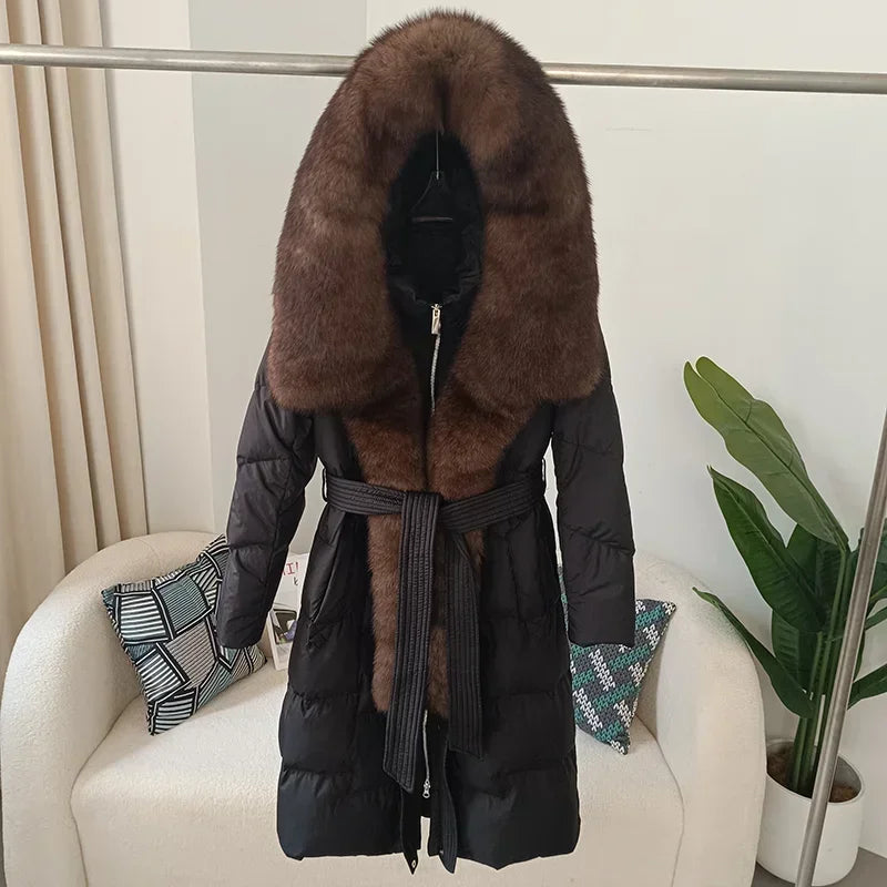 Damen Winter Steppmantel mit Kapuze und Kunstfellbesatz