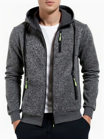 Herren Kapuzenjacke mit Reißverschluss und Taschen Warm