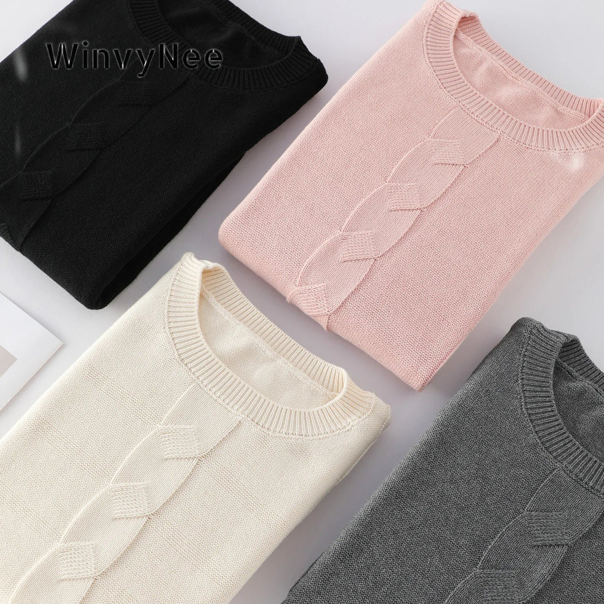 Damen Strickpullover Rundhals mit Zopfmuster Rosa