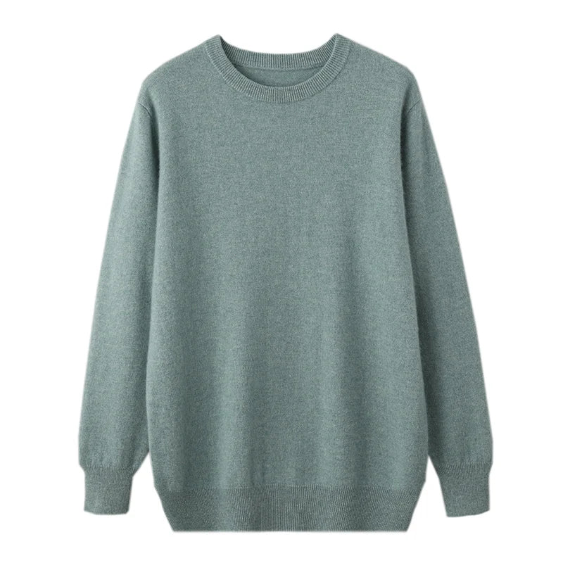 Herren Rundhals Pullover Langarm Feinstrick Basic