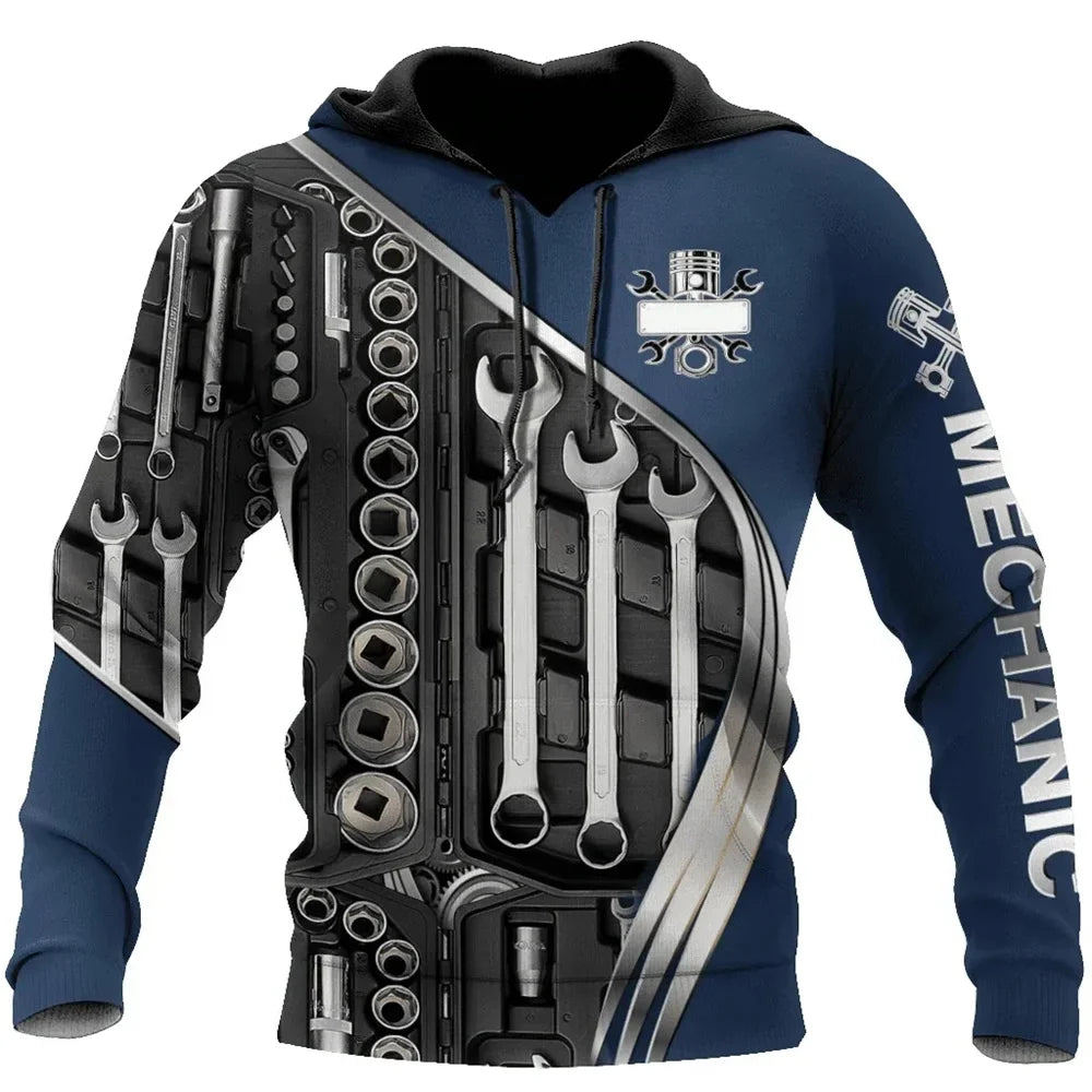 Unisex Kapuzenpullover Hoodie Mechaniker-Motiv Maschinen & Werkzeuge