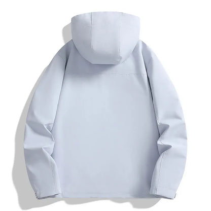 Unisex Outdoor Jacke mit Kapuze und Reißverschluss, warm gefüttert