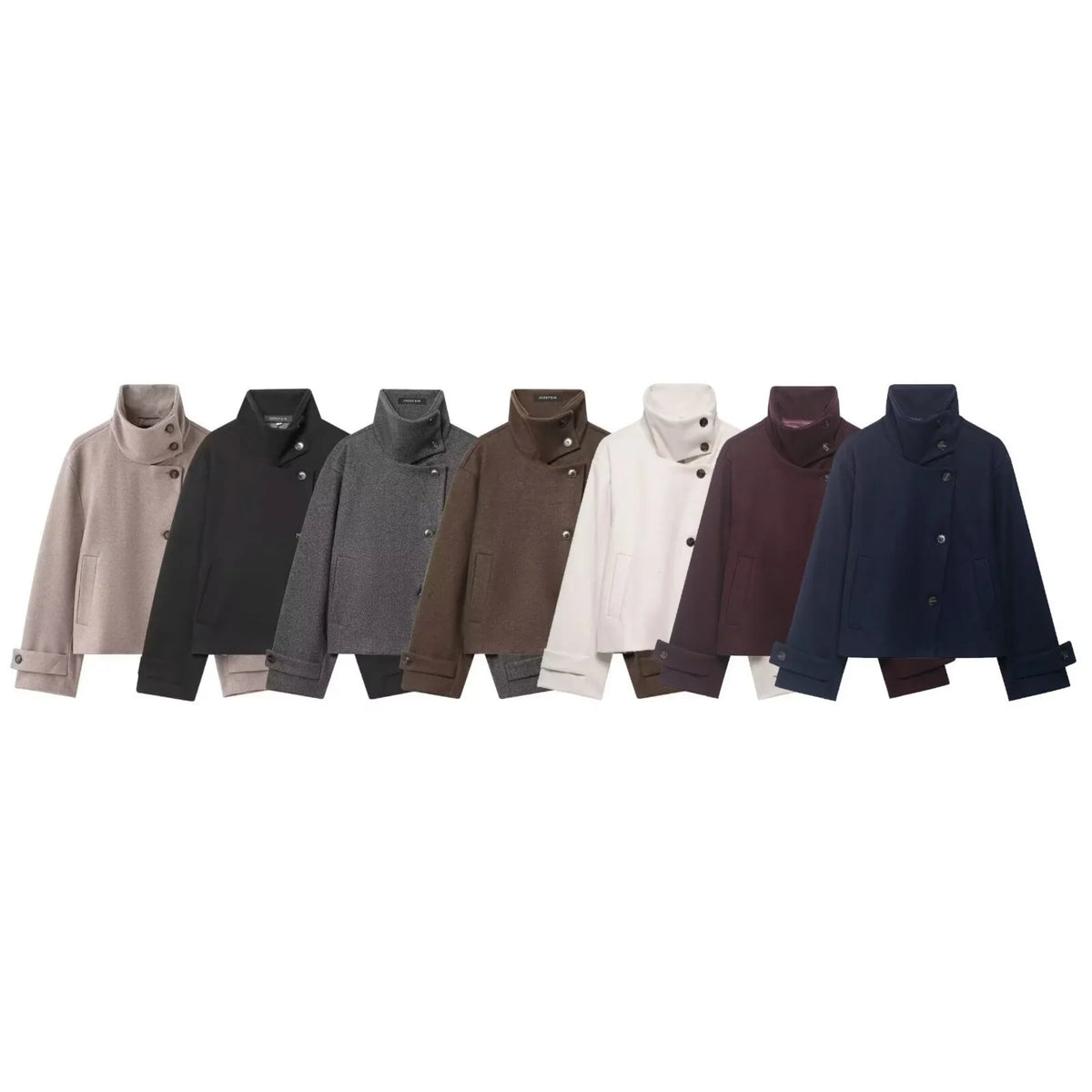 Damen Kurzjacke mit Stehkragen und weiten Ärmeln, lockere Passform