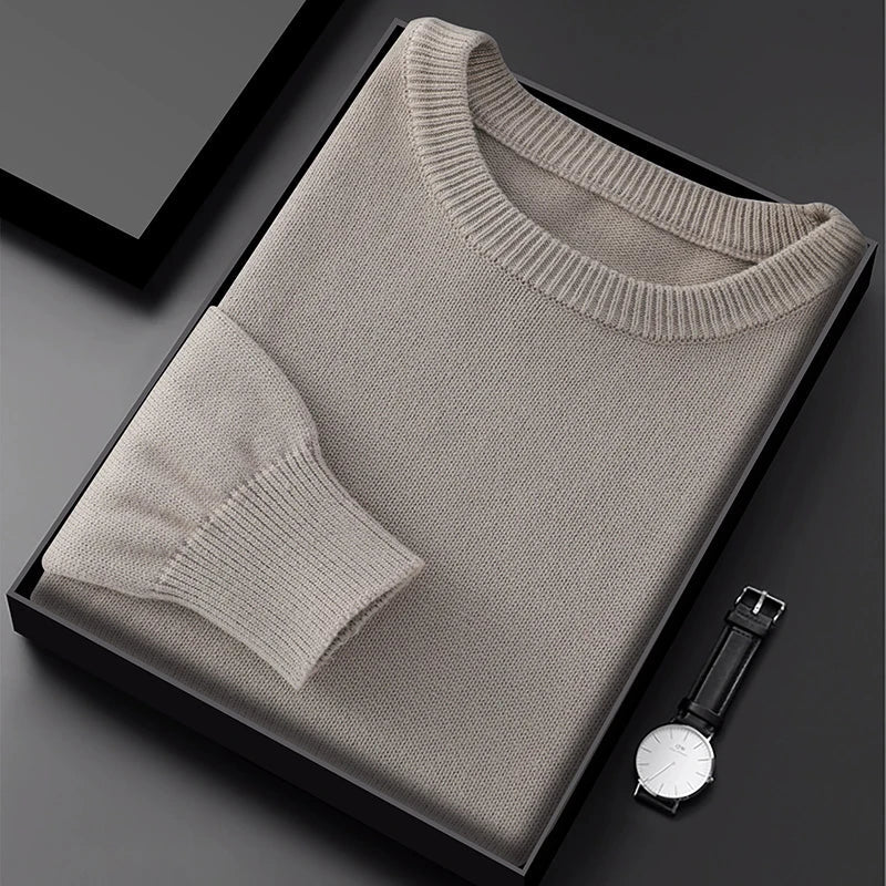 Herren Rundhals Pullover Strickpullover Langarm Feinstrick