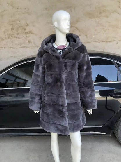 Damen Kapuzen Kunstpelz Mantel Langarm Winterjacke
