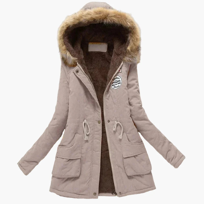 Damen Winterparka mit Kunstfellkapuze – Modischer Koreanischer Stil, Warm & Gefüttert, Alltag & Outdoor