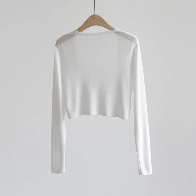 Kurze Damen Bolero Strickjacke Langarm Cardigan Crop Top